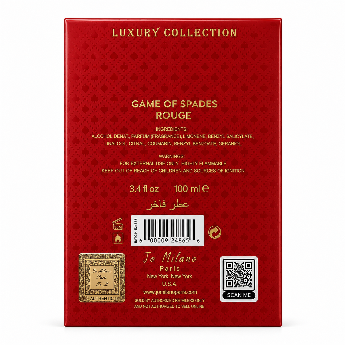 Jo Milano Paris Game of Spades Rouge Extrait de Parfum